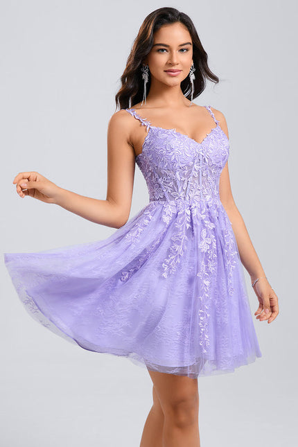Robe Pastel Rose Col V Tulle Dentelle - gallery 2