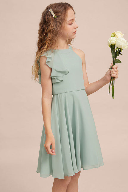 Robe Pastel Vert Menthe Trapèze Mousseline - gallery 3
