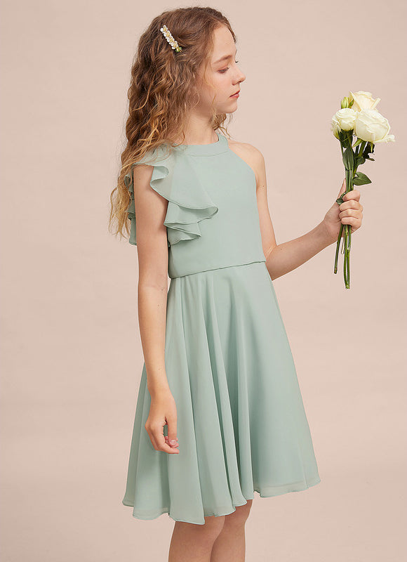 Robe Pastel Vert Menthe Trapèze Mousseline - gallery 3