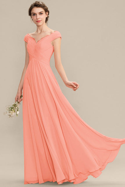 Robe Pastel Saumon Évasée En Mousseline - gallery 5