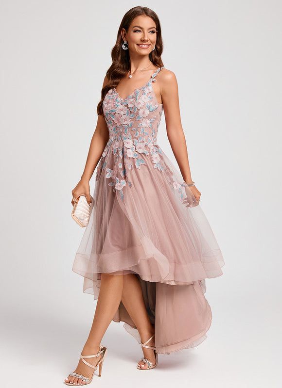 Robe Pastel Rose Floral Dentelle Cocktail - gallery 3