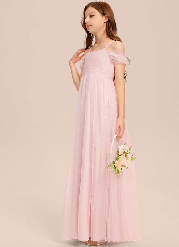 Robe Pastel Rose Décolleté Épaules Tulle - gallery 2