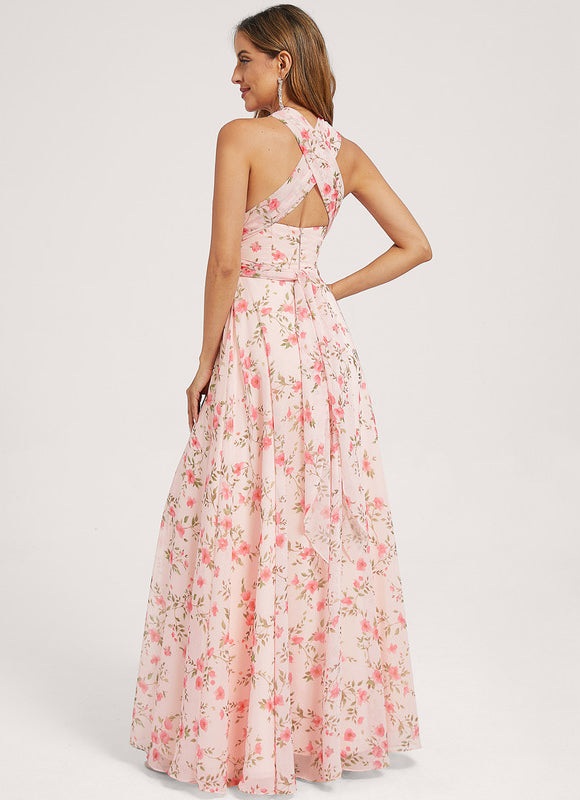 Robe Pastel Rose Trapèze Décolleté Col V - gallery 5