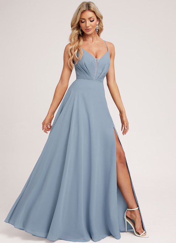 Robe Pastel Demoiselle D'Honneur Bleu Clair - gallery 2