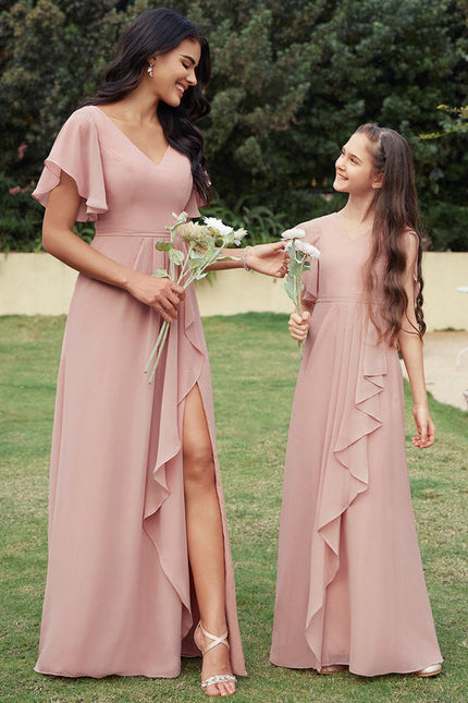 Robe Pastel Rose Demoiselle D'Honneur Élégante