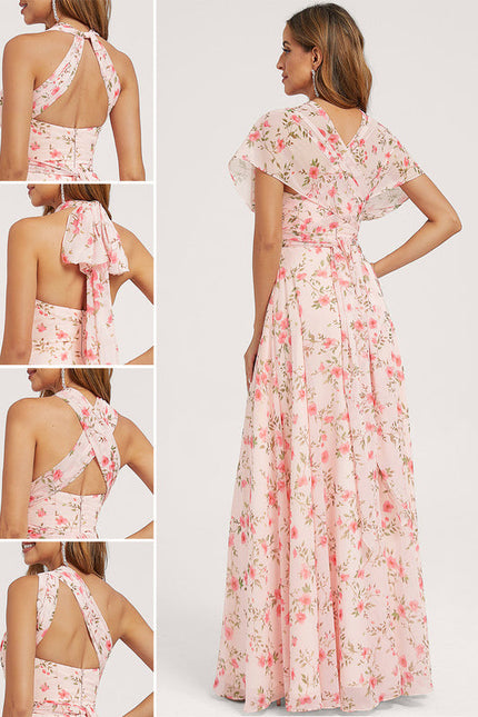 Robe Pastel Rose Trapèze Décolleté Col V - gallery 1