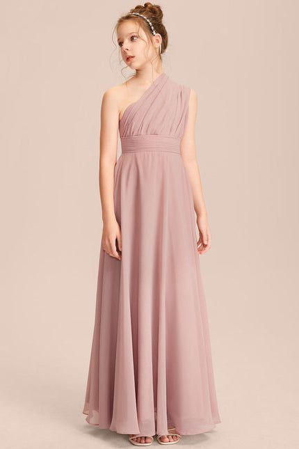 Robe Pastel Rose Décolleté Asymétrique Junior - gallery 5