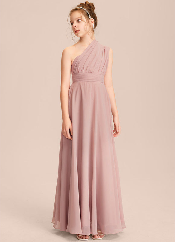 Robe Pastel Rose Décolleté Asymétrique Junior - gallery 5
