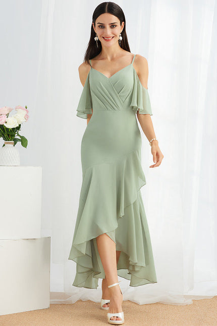 Robe Pastel Bleu Sirène Col V Volants