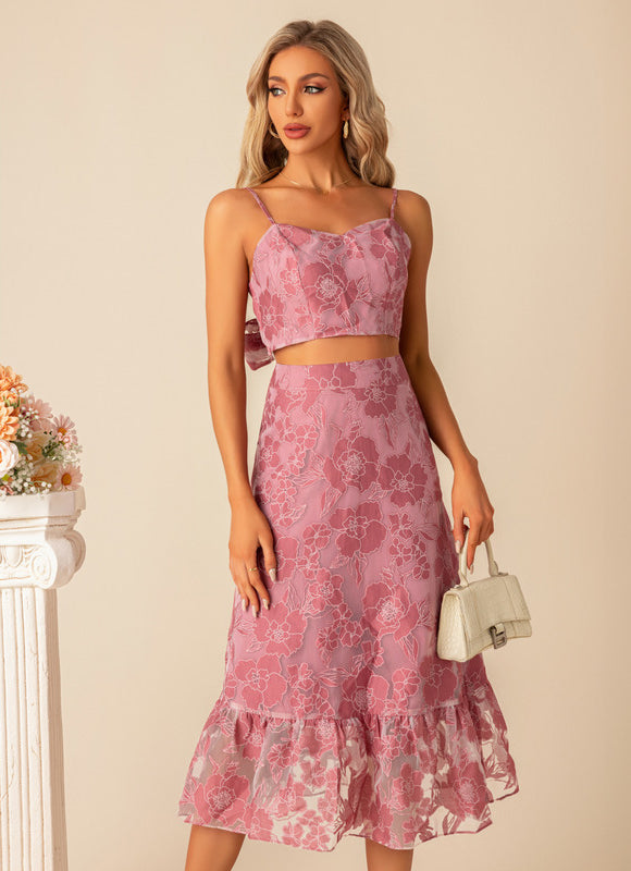 Robe Pastel Rose Imprimé Fleuri Midi - gallery 2