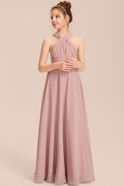Robe Pastel Rose Décolleté Asymétrique Junior - gallery 3