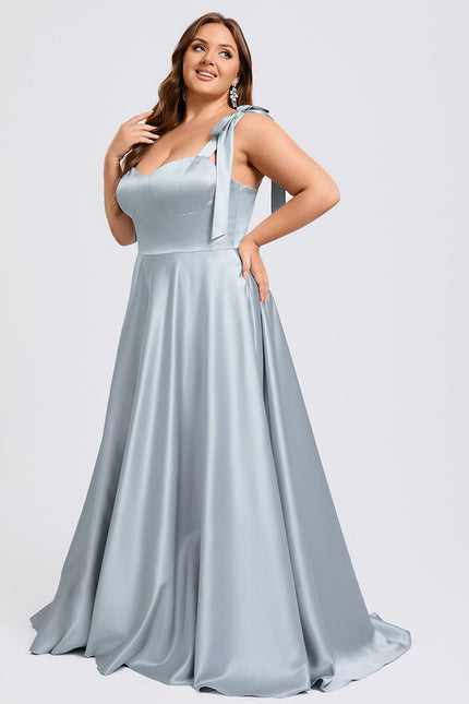 Robe Pastel Bleu Clair Col Cœur Satin - gallery 8