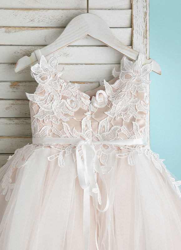 Robe Pastel Blanche Col V Dentelle Tulle - gallery 6