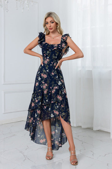 Robe Pastel Rose Imprimé Fleuri Volants - gallery 3