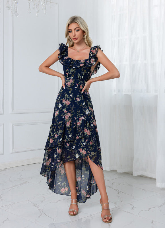 Robe Pastel Rose Imprimé Fleuri Volants - gallery 3