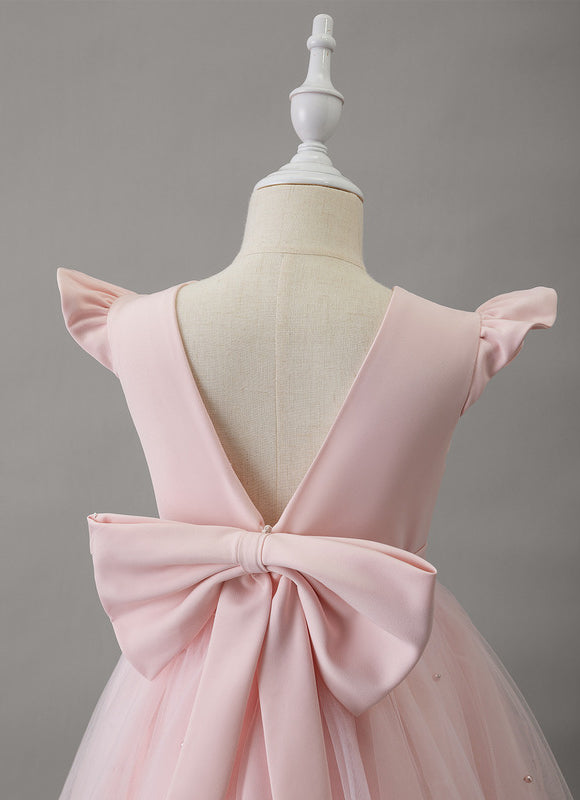 Robe Pastel Rose Tulle Avec Perles - gallery 6