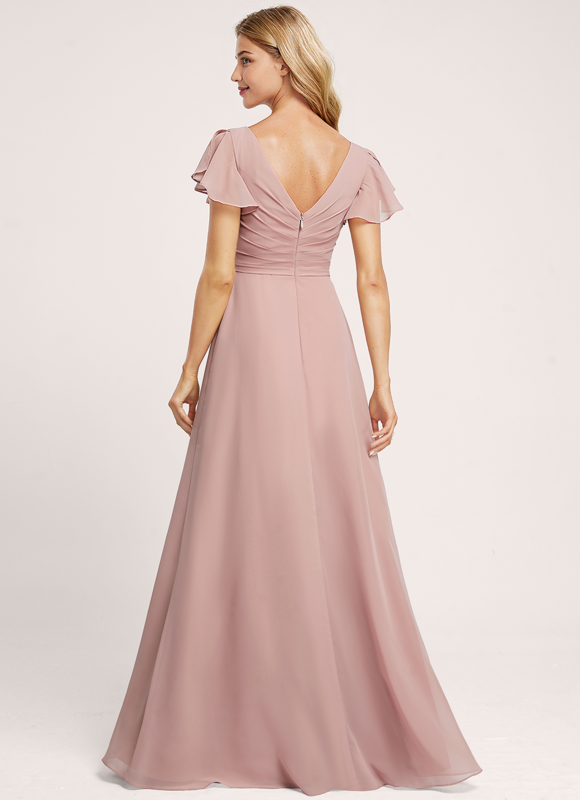 Robe Pastel Rose Demoiselle D'Honneur Élégante - gallery 4