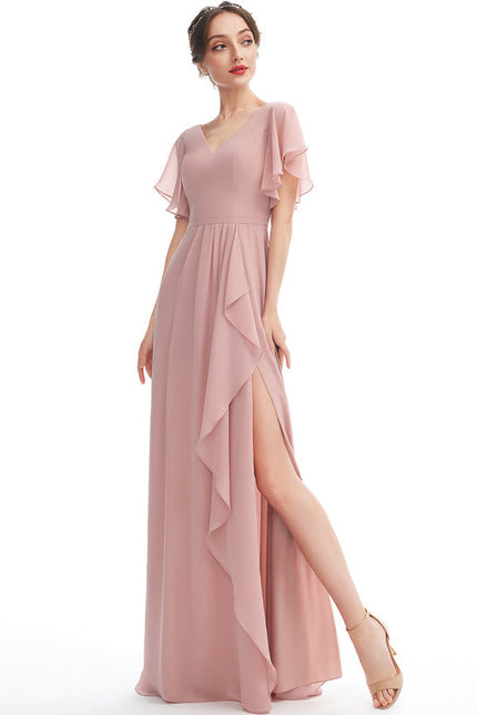 Robe Pastel Rose Demoiselle D'Honneur Élégante - gallery 2