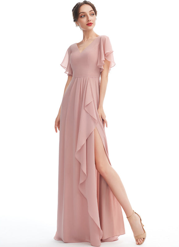 Robe Pastel Rose Demoiselle D'Honneur Élégante - gallery 2