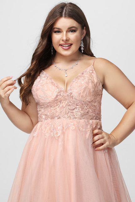 Robe Pastel Rose Col V Asymétrique Tulle - gallery 7