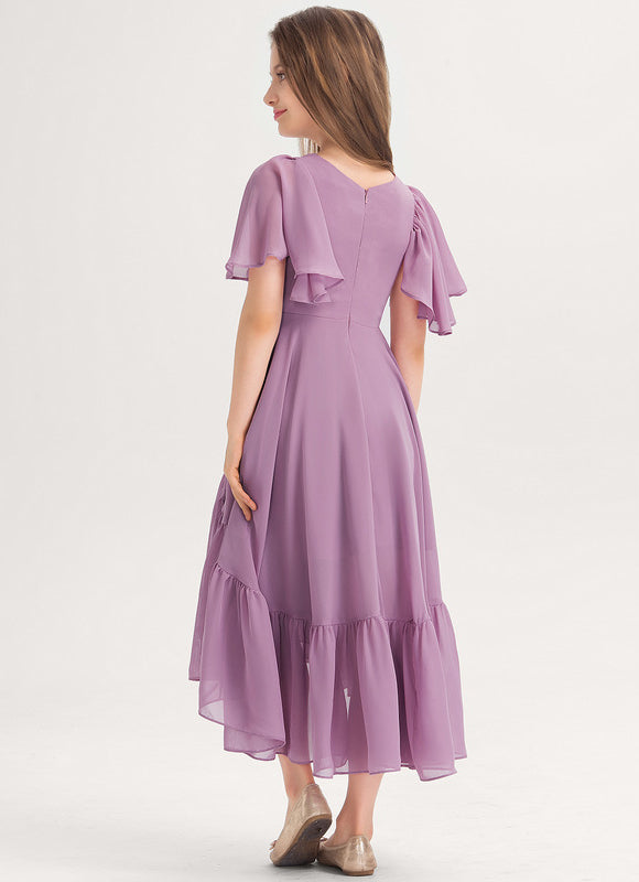 Robe Pastel Verte Trapèze Col V Junior - gallery 3