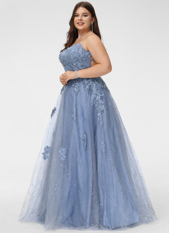Robe Pastel Bleu Col Carré Tulle Paillettes - gallery 7