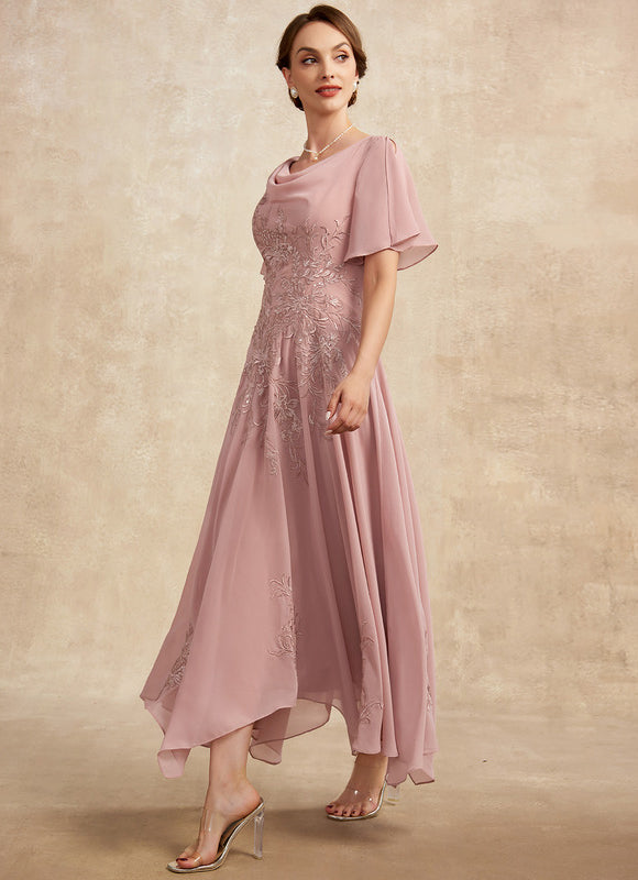 Robe Pastel Rose Dentelle Élégante Pour Mariage - gallery 2