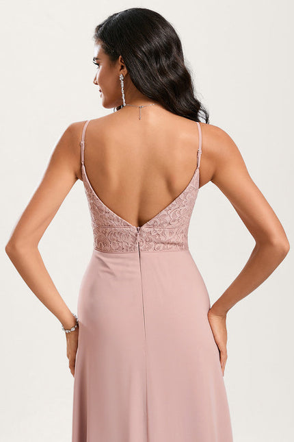 Robe Pastel Rose Demoiselle D'Honneur Élégante - gallery 5