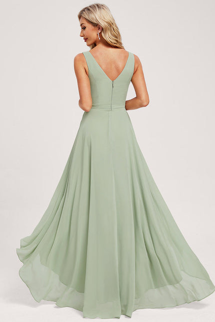 Robe Pastel Verte Col V Asymétrique - gallery 4