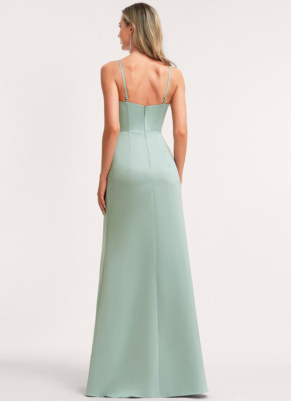 Robe Pastel Vert Menthe Ras Du Sol - gallery 4
