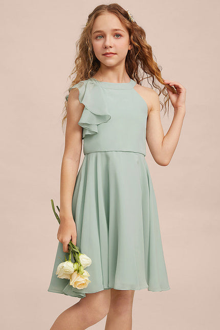 Robe Pastel Vert Menthe Trapèze Mousseline - gallery 5