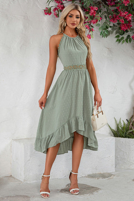 Robe Pastel Verte À Volants Midi - gallery 4