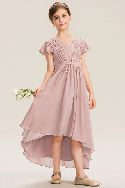 Robe Pastel Rose Trapèze Avec Nœud - gallery 3