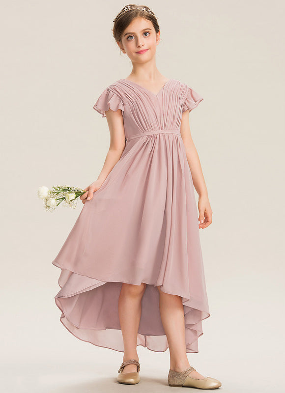 Robe Pastel Rose Trapèze Avec Nœud - gallery 3