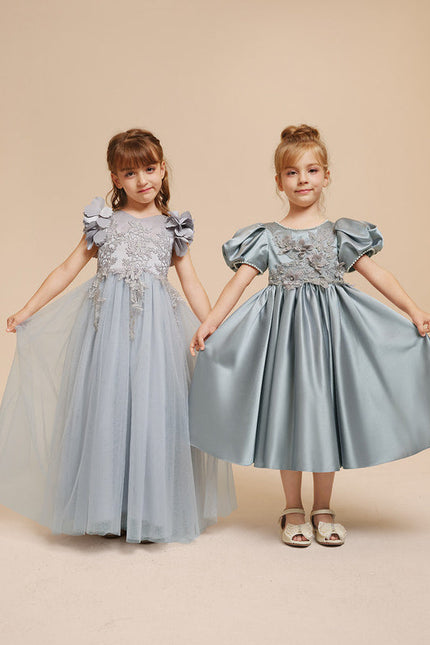 Robe Pastel Bleu Ciel Trapèze Satin - gallery 8