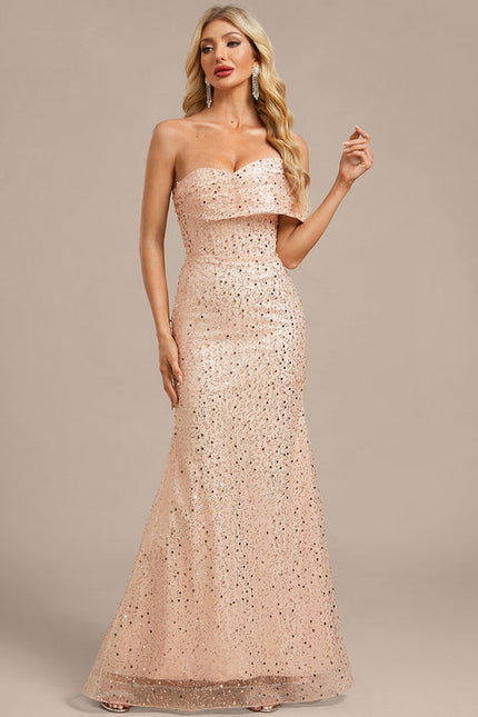 Robe Pastel Rose Pailletée Sirène Élégante - gallery 5