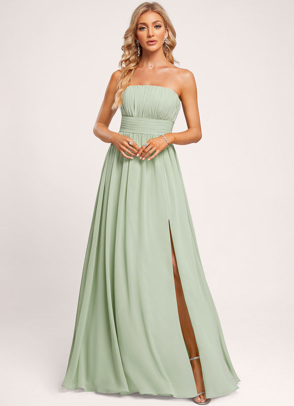Robe Pastel Verte Épaules Dénudées Longue - gallery 3