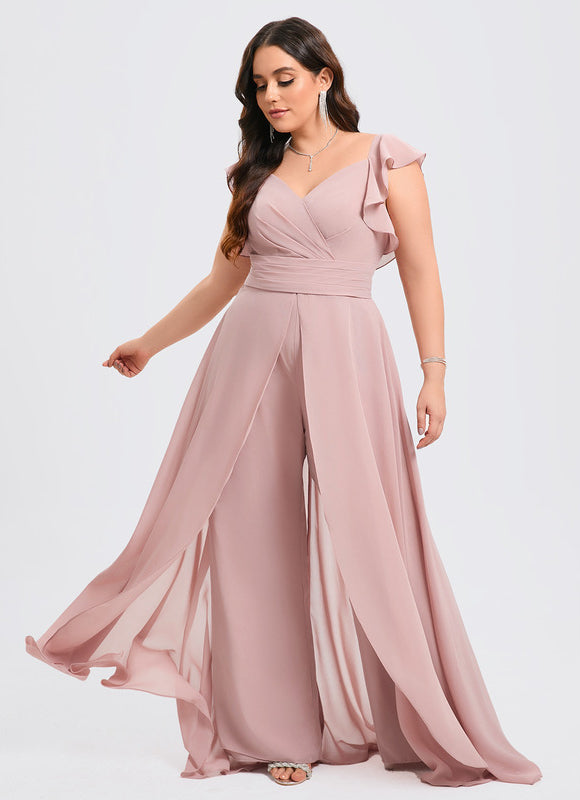 Robe Pastel Rose Demoiselle D'Honneur Volants - gallery 9