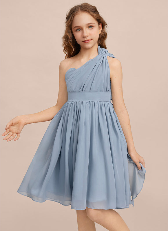 Robe Pastel Décolleté Asymétrique Bleu - gallery 2