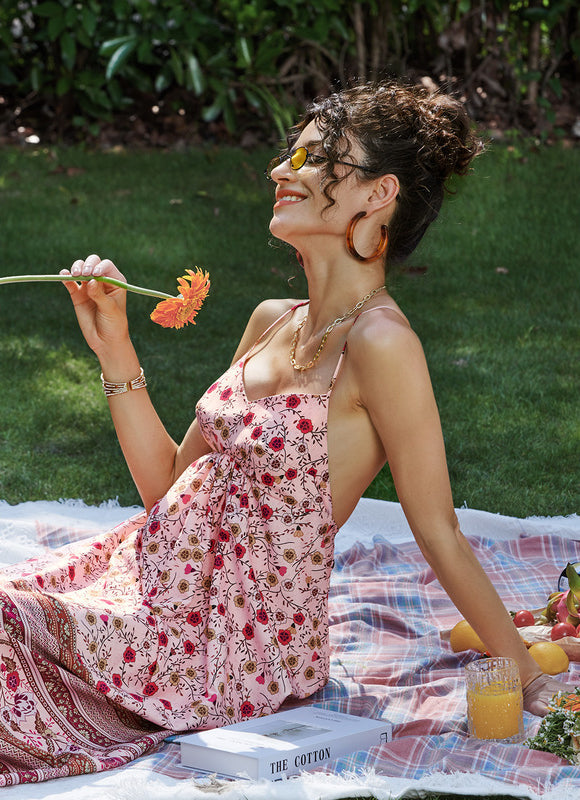 Robe Pastel Rose Imprimé Fleuri Maxi - gallery 1