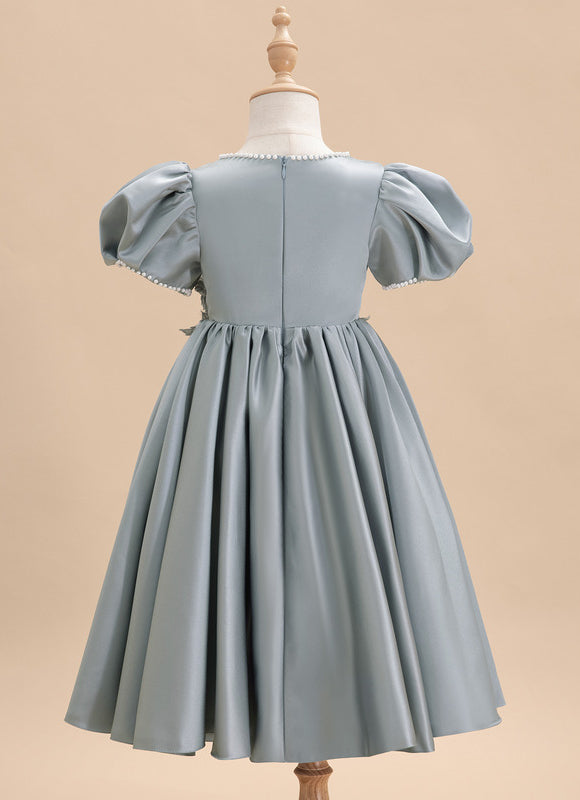 Robe Pastel Bleu Ciel Trapèze Satin - gallery 4