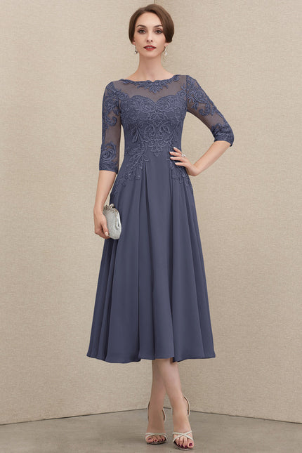 Robe Pastel Grise Chic Longueur Mollet - gallery 4