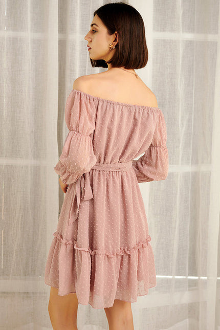 Robe Pastel Rose Épaule Dénudée Mini - gallery 1