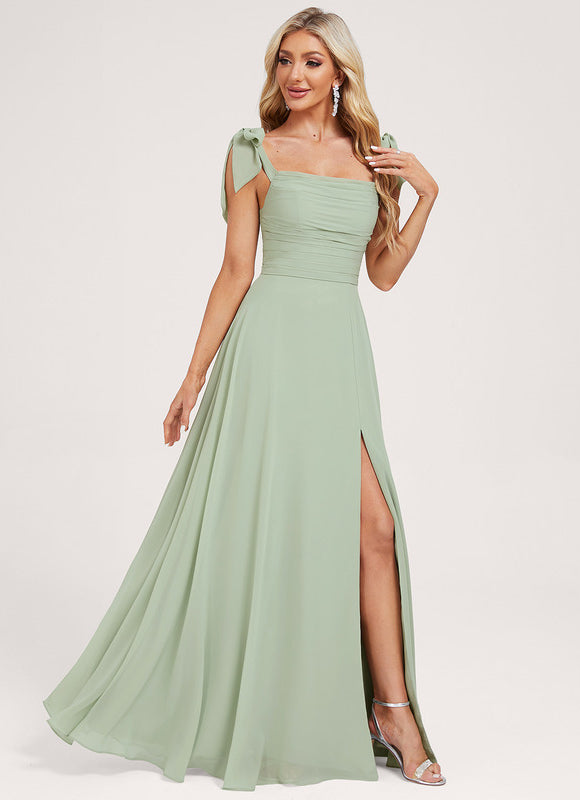 Robe Pastel Verte Col Bénitier Longue - gallery 5