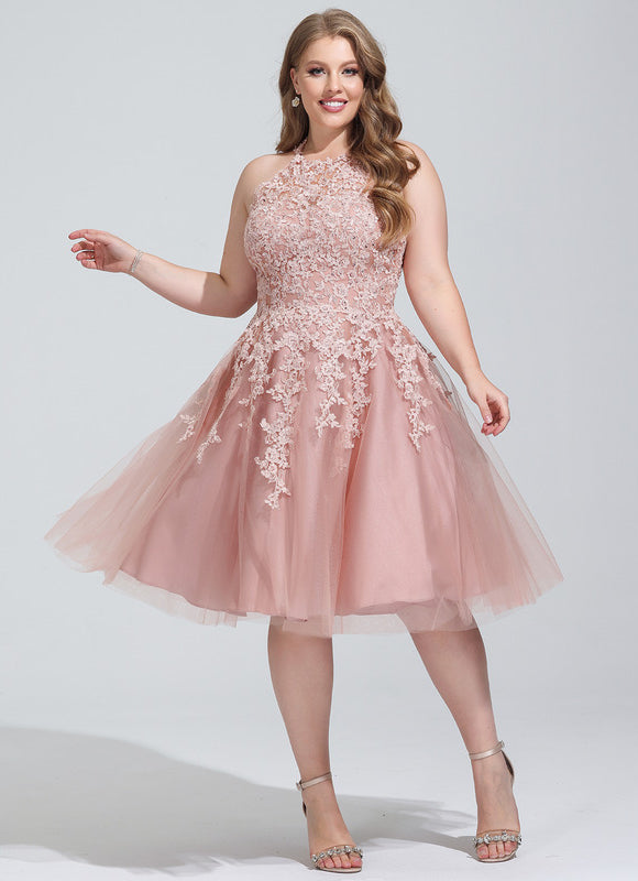 Robe Pastel Rose Trapèze Col Rond - gallery 5