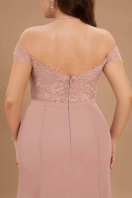 Robe Pastel Rose Sirène Dentelle Paillettes - gallery 9