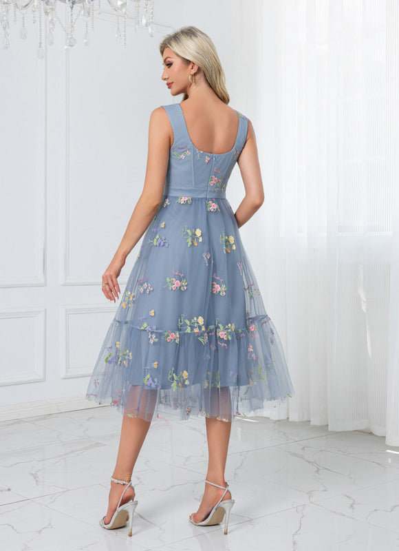 Robe Pastel Verte Col Cœur Tulle Élégante - gallery 7