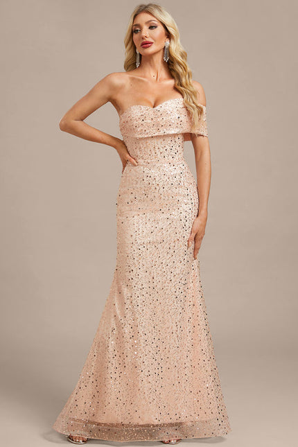 Robe Pastel Rose Pailletée Sirène Élégante - gallery 3