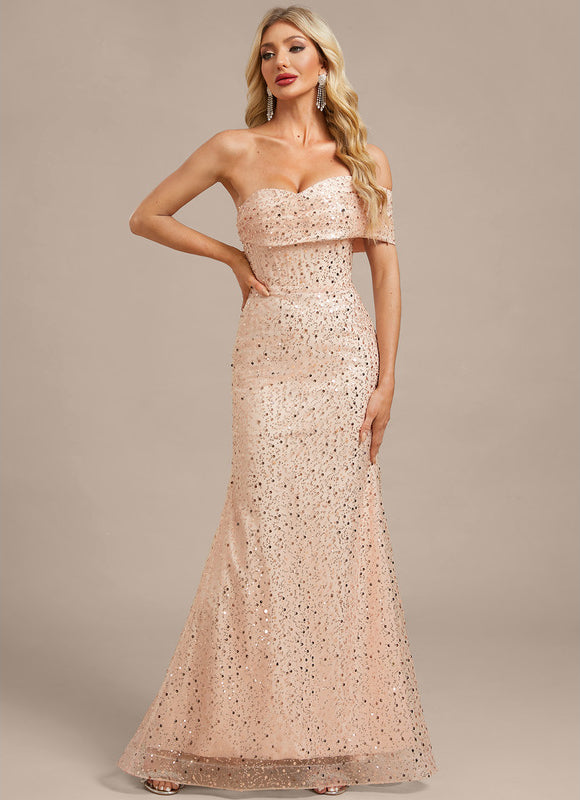 Robe Pastel Rose Pailletée Sirène Élégante - gallery 3
