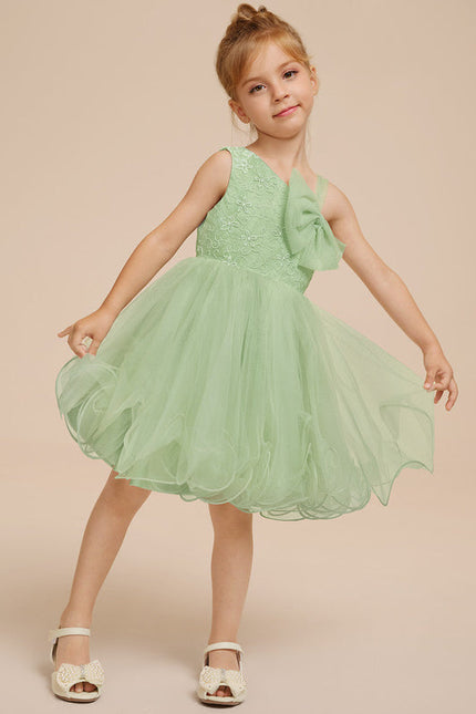Robe Pastel Verte Dentelle Tulle Fille Mariage - gallery 8